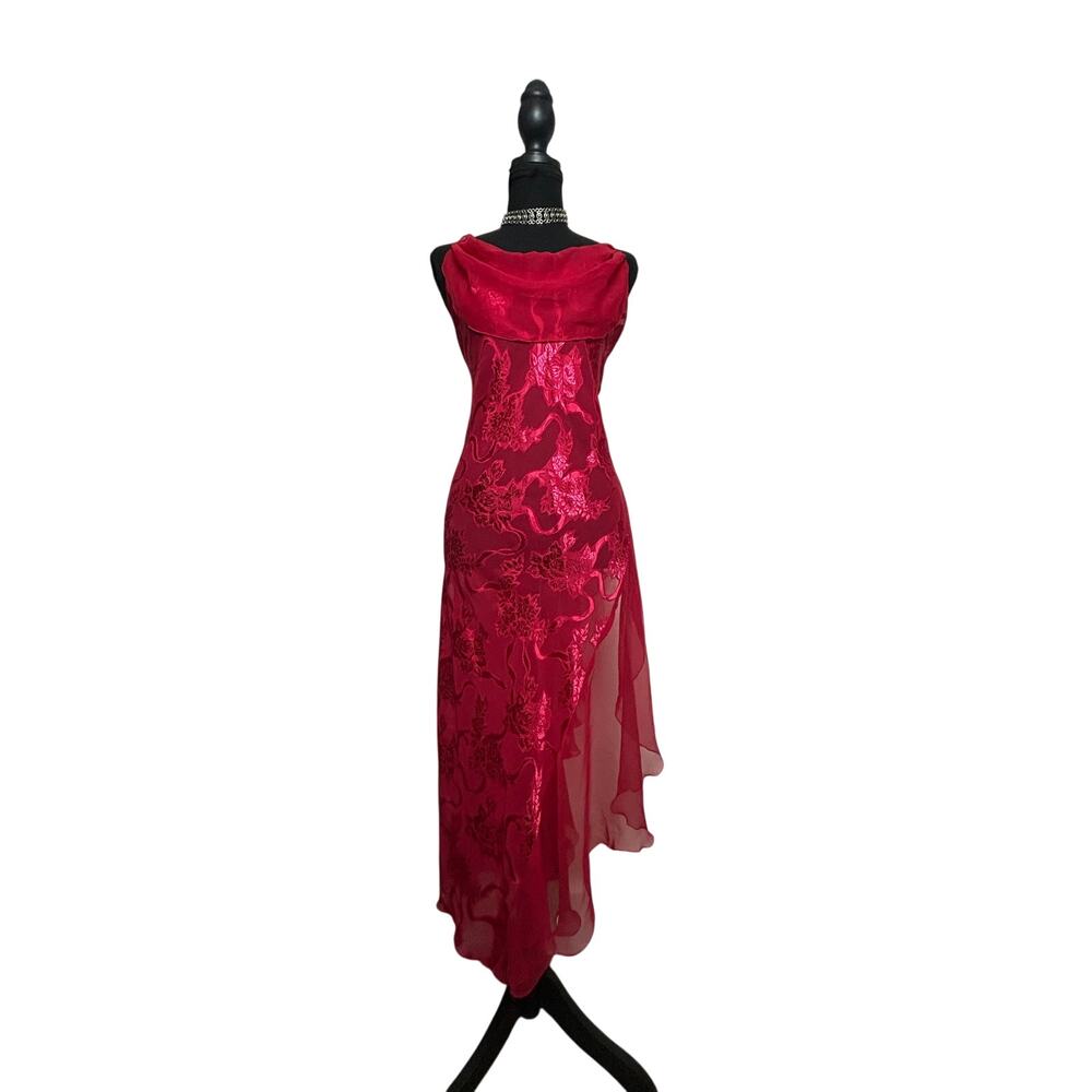 Victoria’s Secret Y2K Gold Label Satin Cowl Neck Slip Dress Asymmetrical